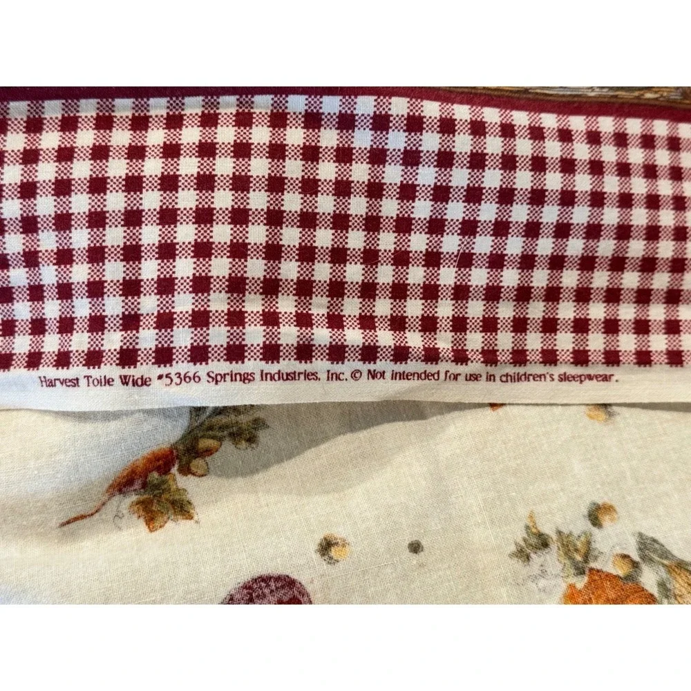 Springs Industries Harvest Toile Wide Thanksgiving Tablecloth Turkey Red Gingham